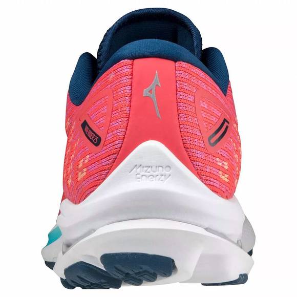 NEW MIZUNO womens wave rider waveknit 25 running shoes in cayenne/phlox pink - Picture 3 of 5